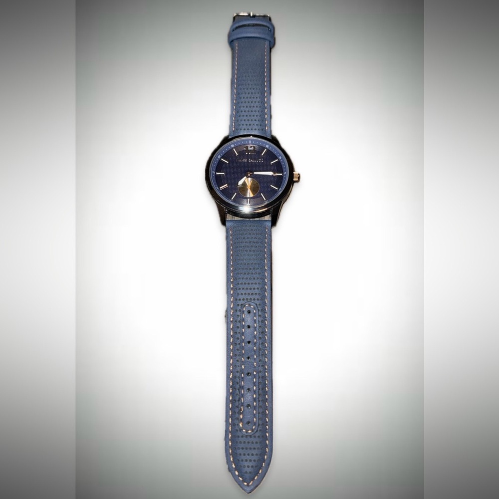 Vince Camuto Men’s Wrist Watch Perforated Vegan Leather 42mm